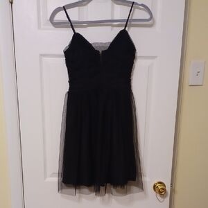 Love Nickie Lew Sz 7, Black Tiered, Tulle, Coctail, Spaghetti Strap Mini Dress